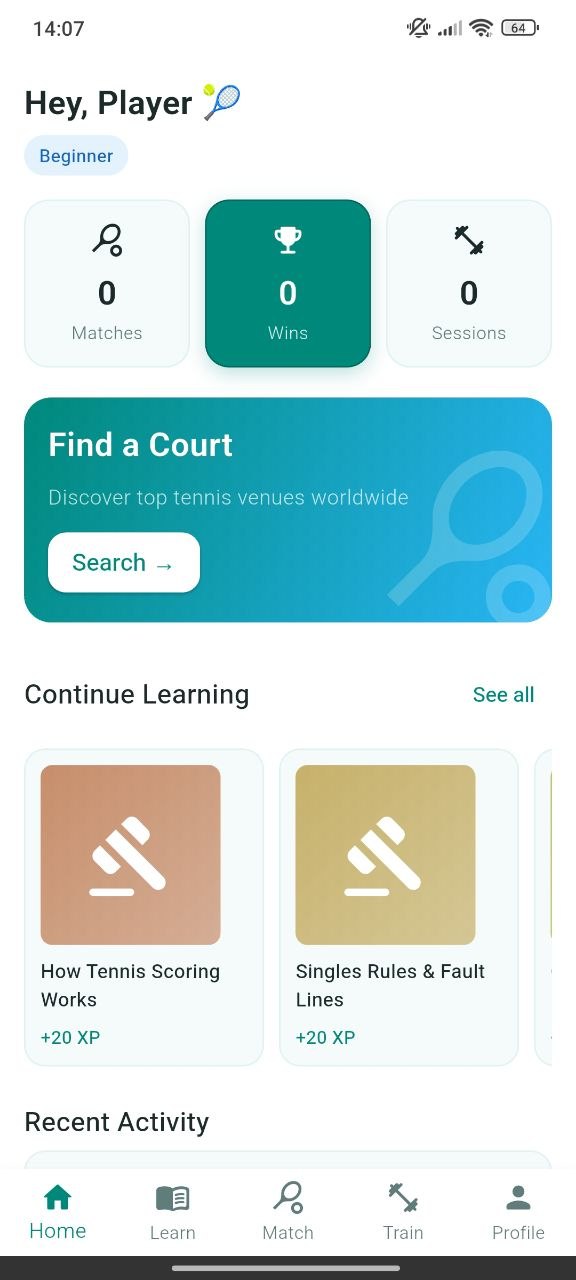 CourtSide home dashboard